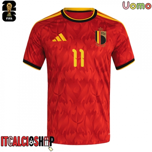 Belgio Jeremy Doku #11 Prima Maglia Mondiali 2026 Manica Corta